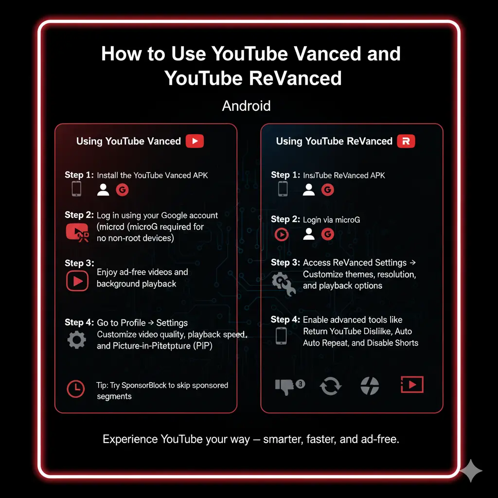 How to use youtube vanced and youtube revanced