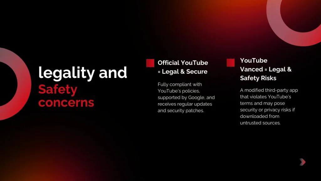 safety concerns of youtube vanced vs official youtube image
