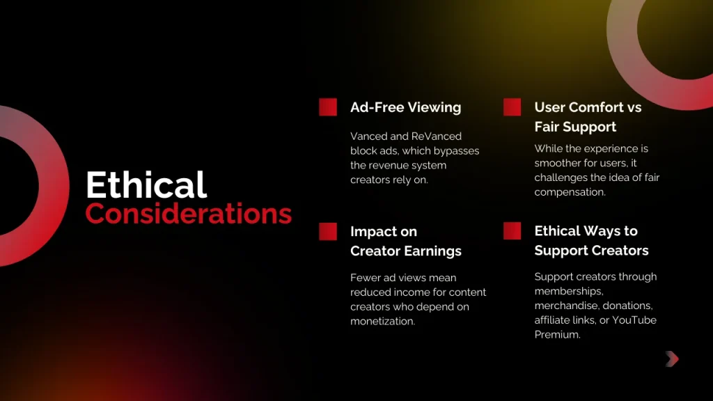 ethical considerations of youtube vanced vs revanced