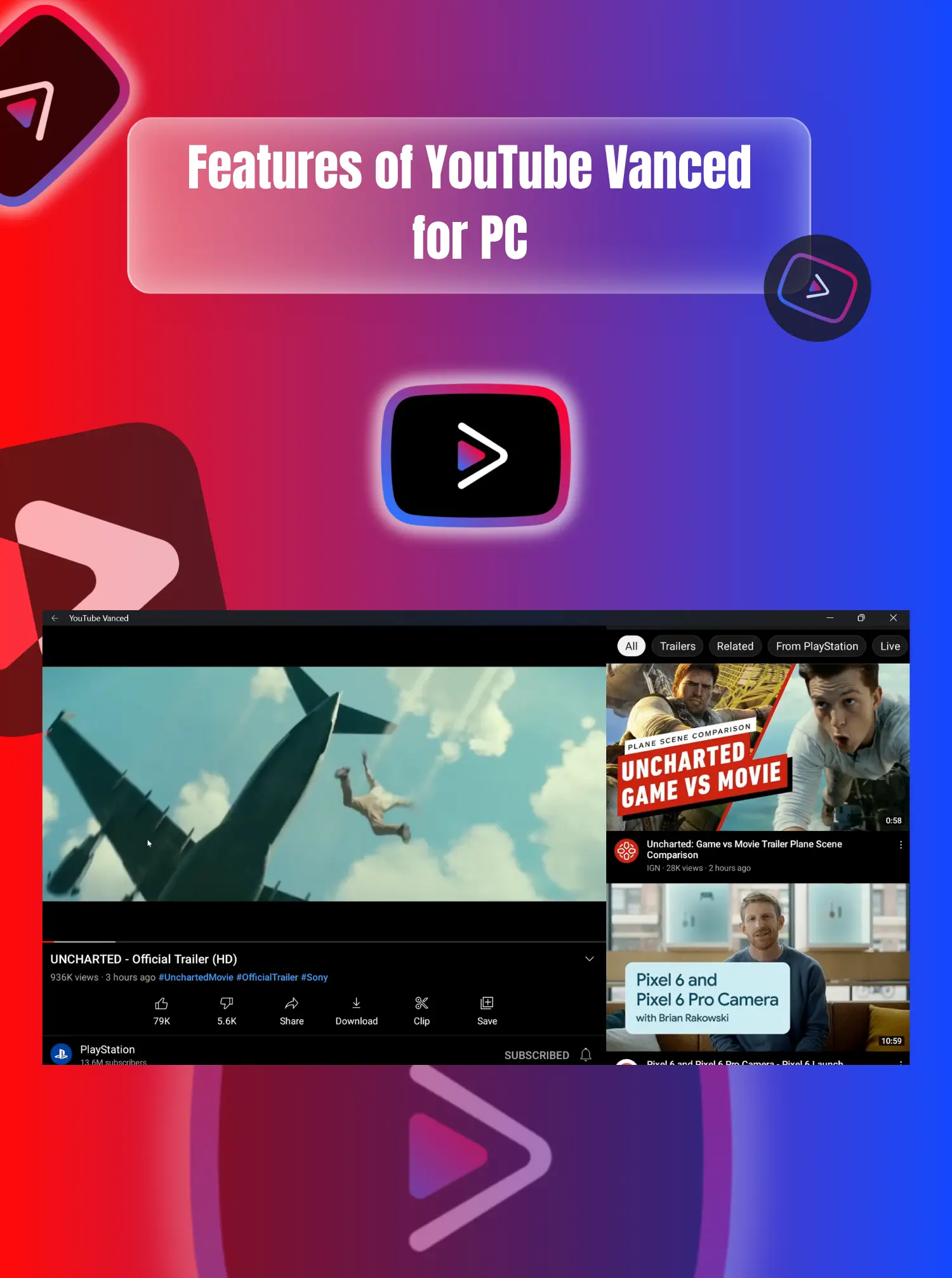 youtube vanced(revanced) for PC features